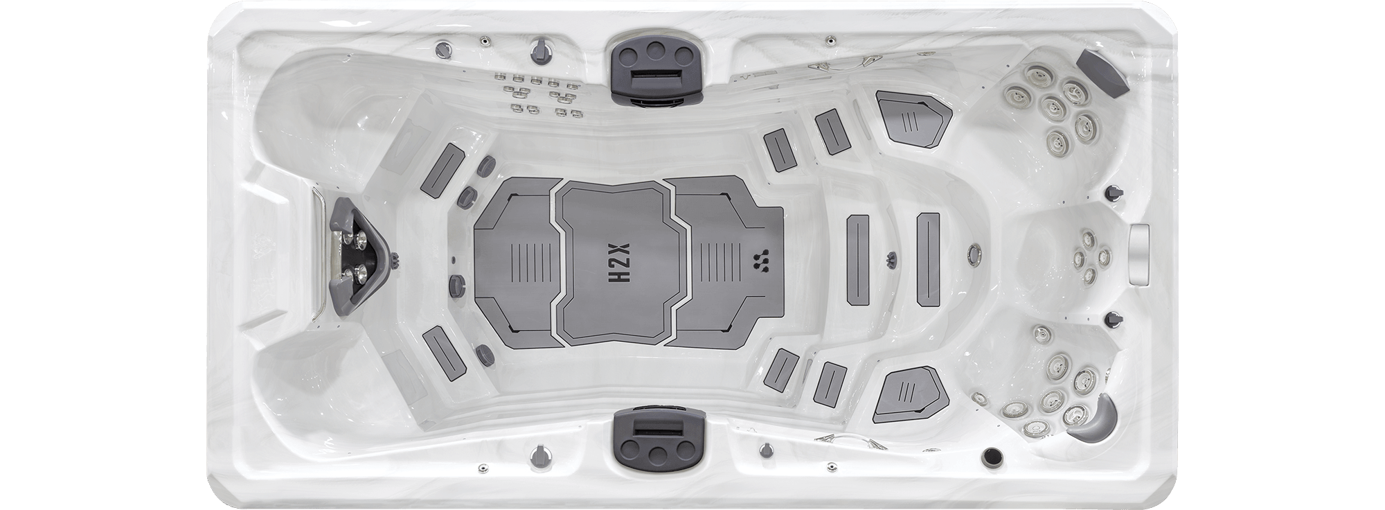Trainer 15D overhead swim area and seating layout